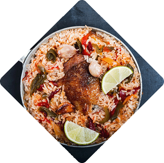 «One pot» de riz au poulet, safran et poivrons